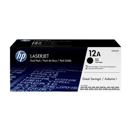 Pack x 2 Toner authentique Hp Q2612AD - noir