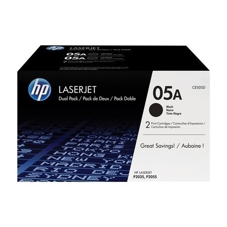 Pack x 2 Toner originale Hp CE505D, 05A - noir