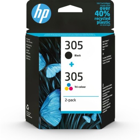 Hp 305 - Pack x2 jet d'encre originale 6ZD17AE  - Black + Tricolor