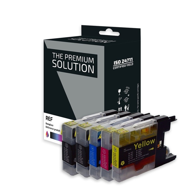 Brother 1240XL Pack x 5 compatible avec LC1220 / LC1240 / LC1280 - Noir Cyan Magenta Jaune