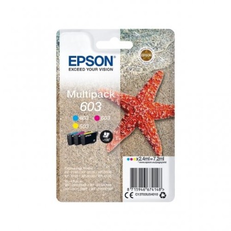 Epson 603 - Pack x 3 jet d'encre authentique T03U54010 - Cyan Magenta Yellow