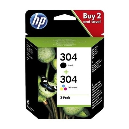 hp 304 XLB/CL Pack x 2 original 3JB05AE - Noir + Tricolor