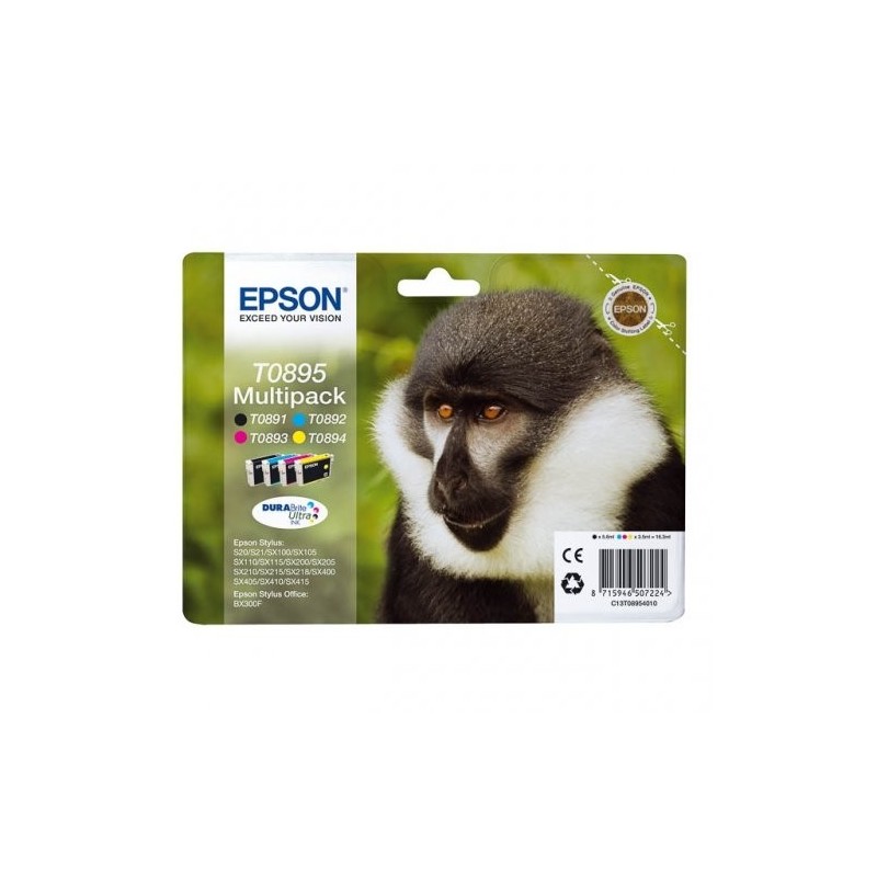 Epson 895 Pack x 4 original C13T0895 4011 - Noir Cyan Magenta Jaune