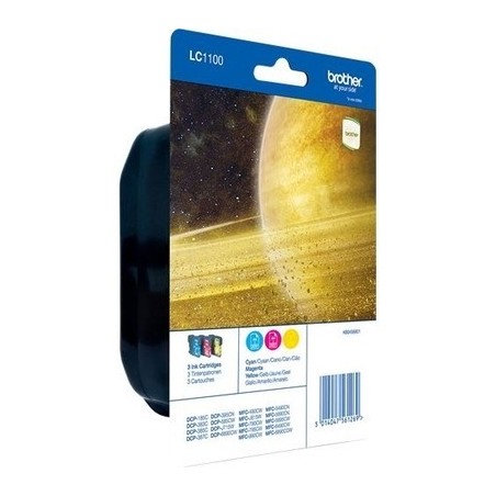 Brother KLC1100CL Pack x 3 authentique LC1100RBWBP - Cyan Magenta Jaune