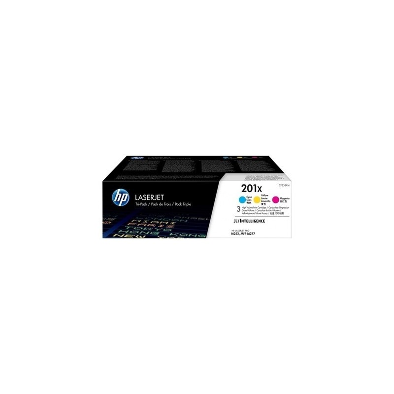 Pack x 3 Toner originale Hp CF253XM, 201X - Cyan Magenta Jaune