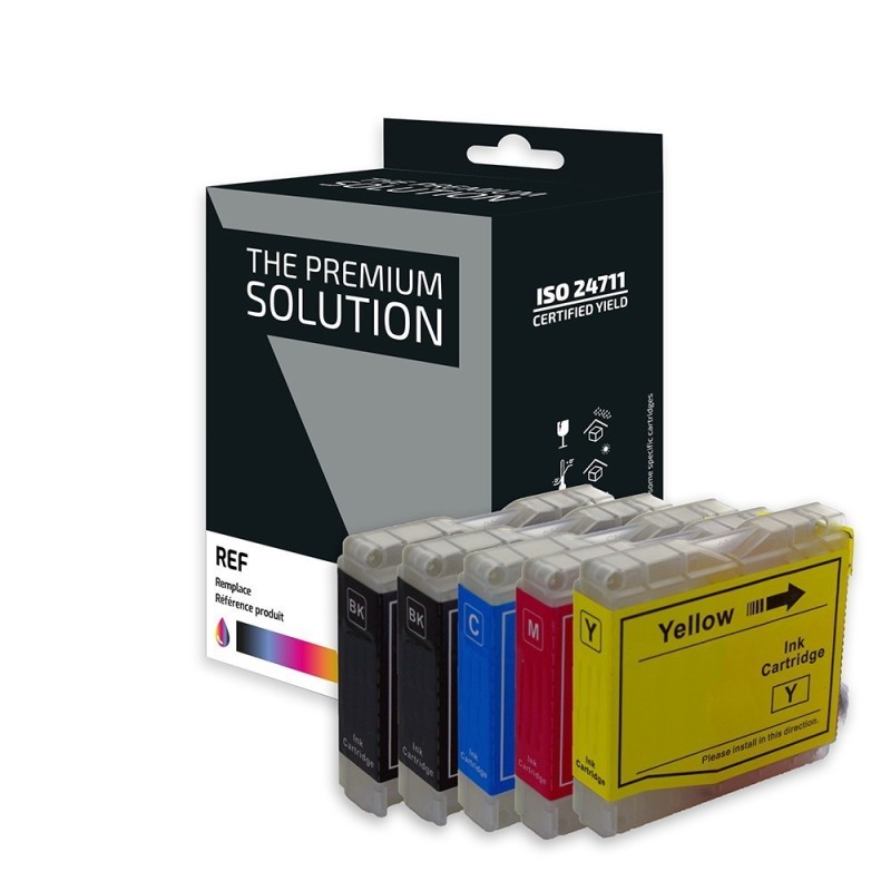 Brother 985 Pack x 5 compatible avec LC985 - Noir Cyan Magenta Jaune