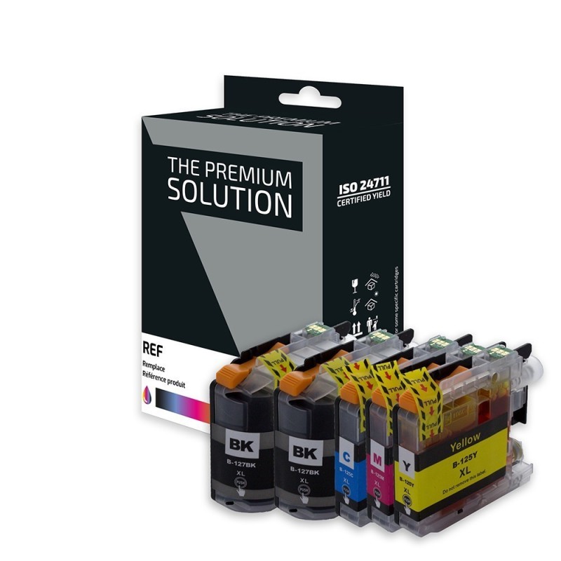 Brother 125XL / 127XL Pack x 5 compatible avec LC125 / LC127 - Noir Cyan Magenta Jaune