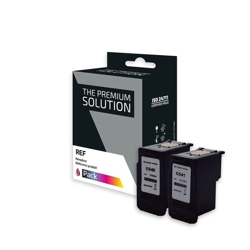 Canon 540XL / 541XL v2 Pack x 2 compatible avec PG540XL, 5222B005 - CL541XL, 5226B005 - Noir + Tricolor