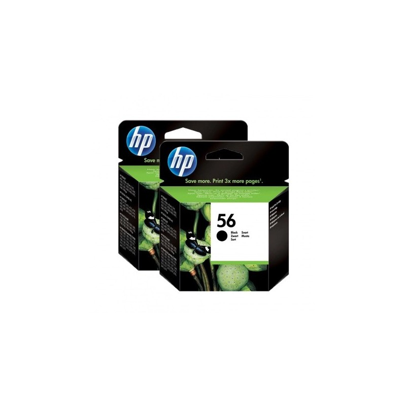 hp 56 Pack x 2 original C6656AE, C9502AE - Noir