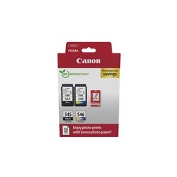Canon 545/546 - Pack x 2 jet d'encre authentique + 50 papier photo 8287B008 - Black + Tricolor