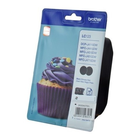 Brother KLC123B Pack x 2 original LC123BKBP2 - Noir
