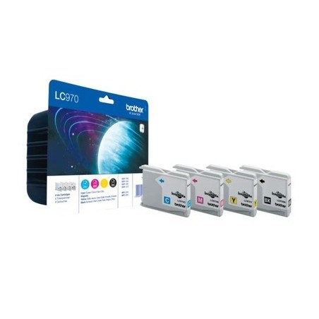 Brother B970 Pack x 4 authentique LC970 - Noir Cyan Magenta Jaune