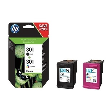 hp 301 B/CL Pack x 2 original N9J72AE - Noir + Tricolor