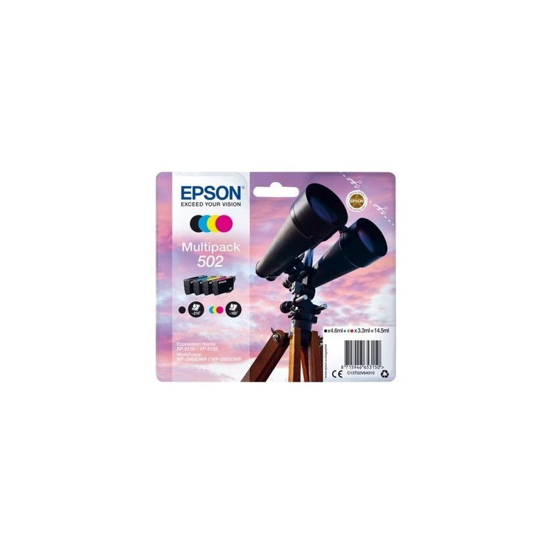 Epson 502 Pack x 4 original T02V640 - Noir Cyan Magenta Jaune