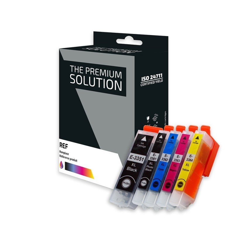 Epson 3357 Pack x 5 compatible avec C13T33574012 - Noir Cyan Magenta Jaune Photo