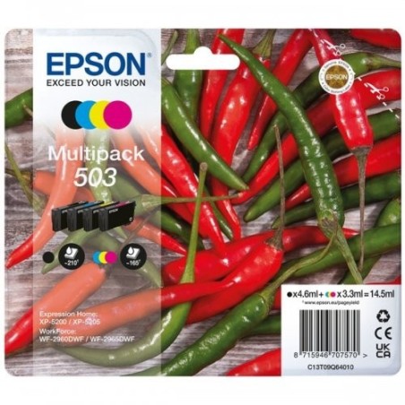 Epson 503 - Pack x 4 jet d'encre authentique C13T09Q64010 - Black Cyan Magenta Yellow