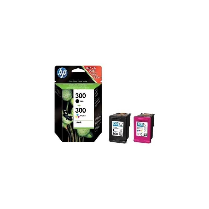 hp 300 B/CL Pack x 2 original CN637EE - Noir + Tricolor