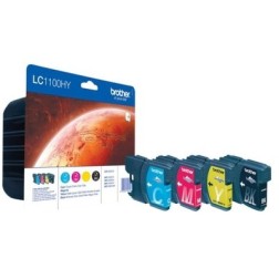Brother KLC1100H Pack x 4 authentique LC1100HYVALBP - Noir Cyan Magenta Jaune