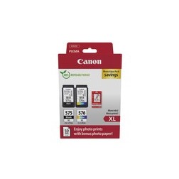 Canon 575XL/576XL - Pack x 2 jet d'encre authentique + 50 papier photo 5437C006 - Black + Tricolor