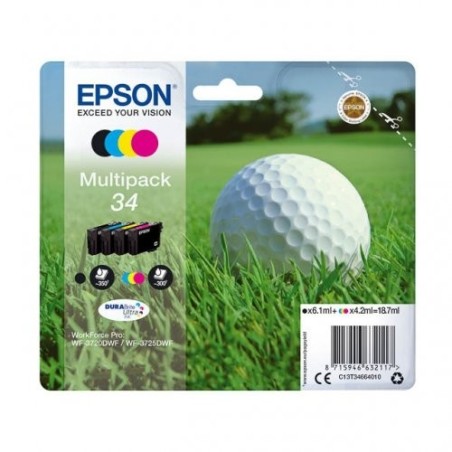 Epson T3466 Pack x 4 original C13T34664010 - Noir Cyan Magenta Jaune
