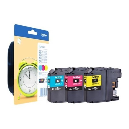 Brother 125XL Pack x 3 original LC125 XLRBWBP - Cyan Magenta Jaune
