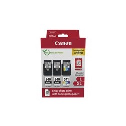 Canon 540L/541XL - Pack x 3 jet d'encre authentique + 50 PP 5224B015 - Black + Tricolor