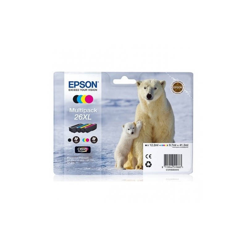 Epson 2636 Pack x 4 original C13T26364012 - Noir Cyan Magenta Jaune
