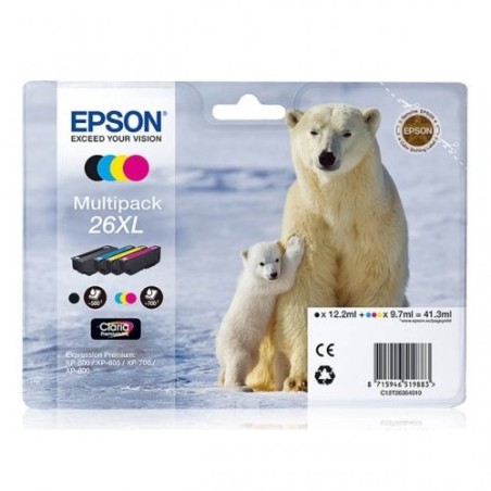 Epson 2636 Pack x 4 original C13T26364012 - Noir Cyan Magenta Jaune