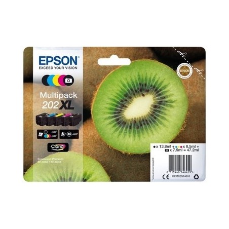Epson 202XL Pack x 5 original T02G7 - Noir Cyan Magenta Jaune Photo